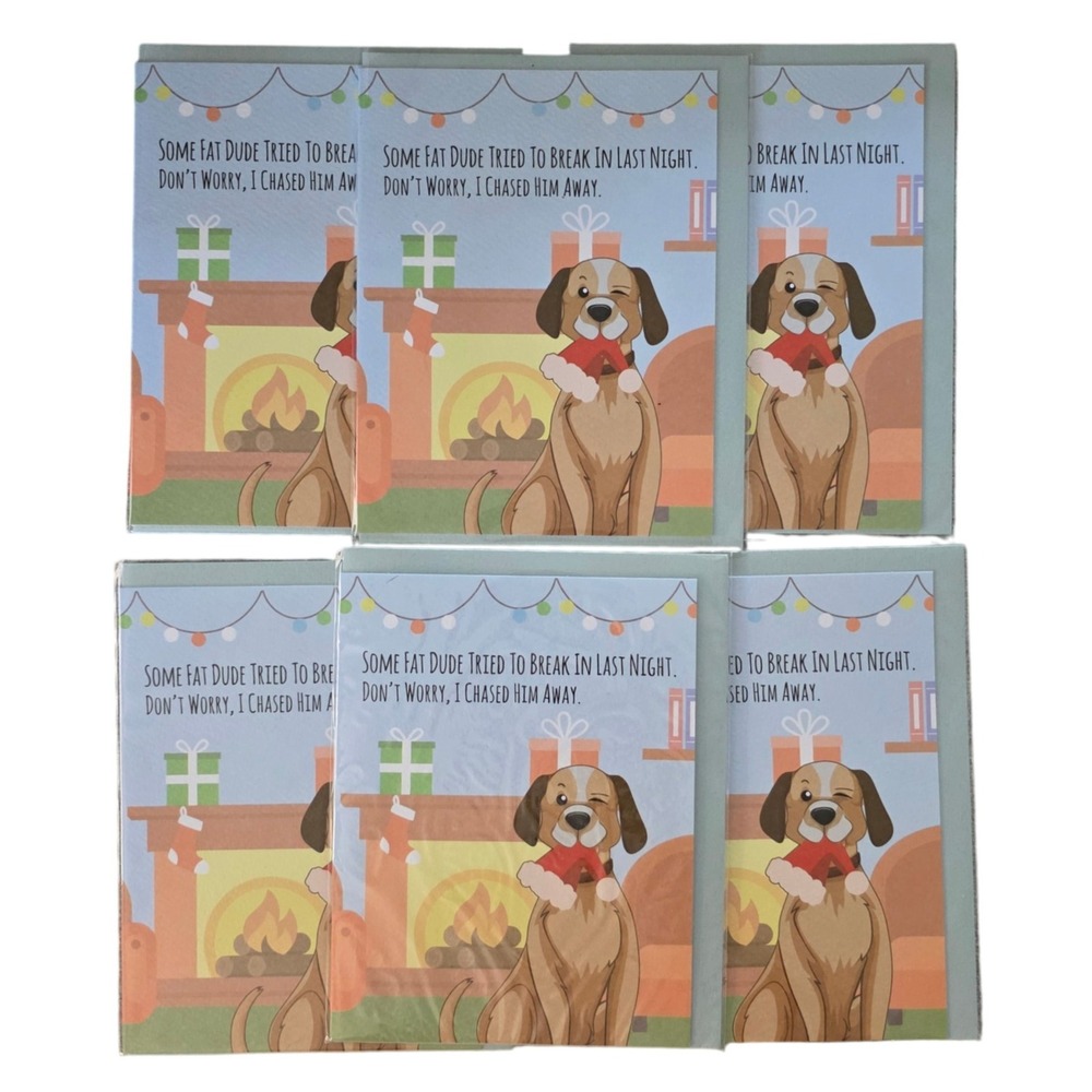 6 Pack Of Funny Dog Themed Holiday Christmas Card Bundle Retail of‎ $36